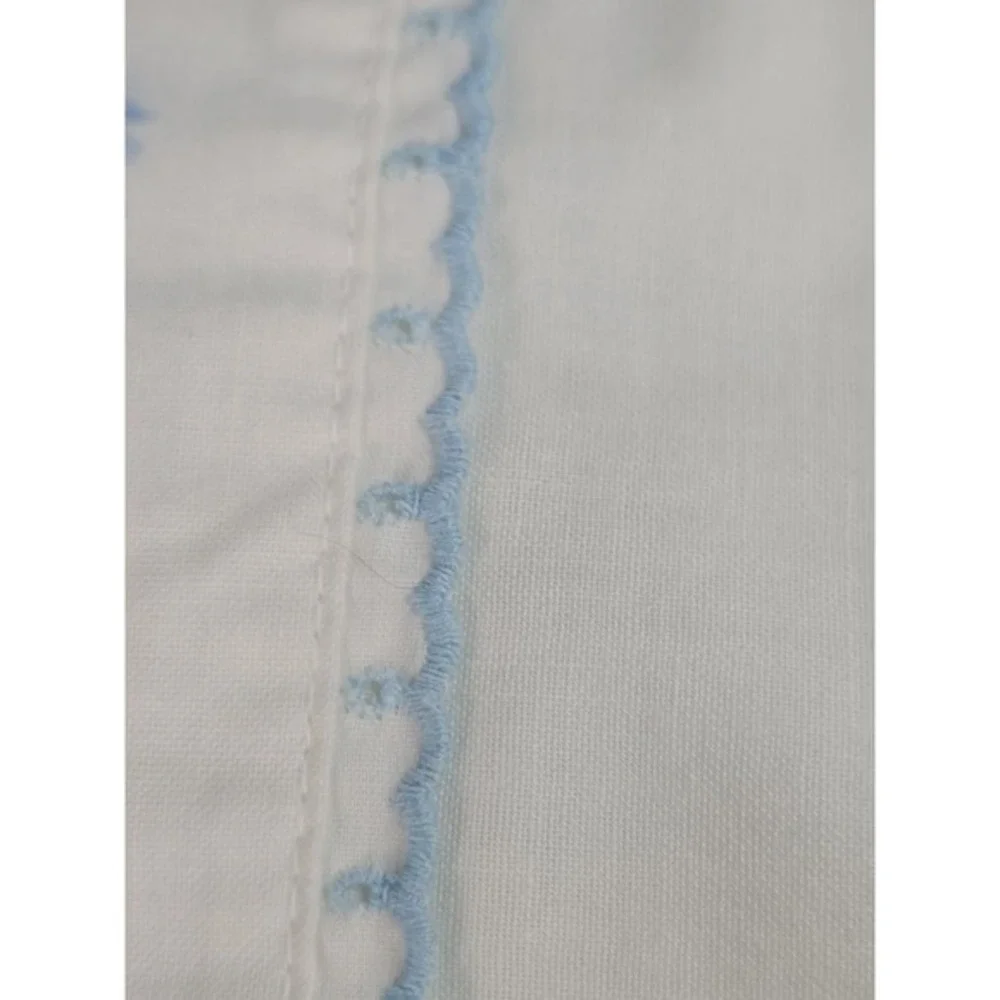 Vintage JC Penney Penn-Press‎ Twin Sheet Aqua Floral 72x104 No Iron Muslin 1970s